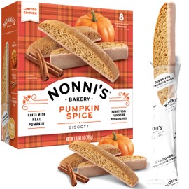 Nonni's Pumpkin Spice Biscotti - Pumpkin Cookies - Pumpkin Biscotti w/Blend of Spices & Dipped in Cinnamon Icing - Individually Wrapped Pumpkin Spice Cookies - Kosher Coffee Cookies - 6.88 oz