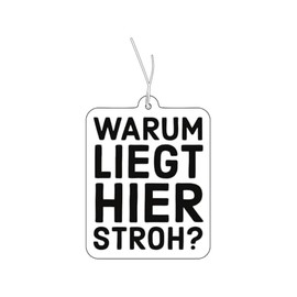 2x Duftbaum mit,Warum liegt hier Stroh' Motiv, Auto Duftspender lustig, Duftbaum Auto tuning, Lufterfrischer, Duftanhänger Auto, Duftbaum Set Auto