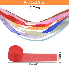 Rebower Crepe Paper Roll, Bright Red Crepe Paper Streamers Sheets, [for Party Streamer Decorations, Birthday Party] - 1.8 Inch x 82 ft / 2 Roll