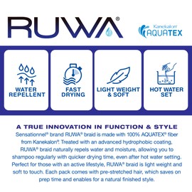 Sensationnel Ruwa Loc extensions braiding hair – Ruwa Loc extensions water repellent kanekalon fast dry synthetic braid - Ruwa Loc extensions (12 inch, 1B OFFBLACK)