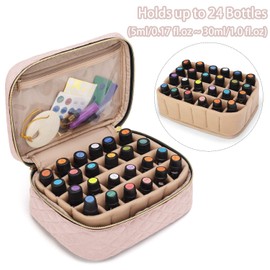 Yarwo Essential Oil Carrying Case - Holds 24 Essential Bottles(5-30ml), Portable Organizer for Essential Oil and Accessories, Dusty Rose