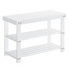 SONGMICS Shoe Rack Bench, 3-Tier Bamboo Shoe Storage Organizer, Entryway