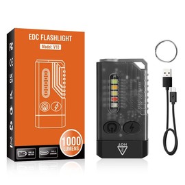 Vortex V10 Linterna V10 EDC con rojo UV azul, verde, amarillo, blanco, señales de emergencia fluorescente, potente 1000 lm, recargable mini bolsillo LED USB tipo C