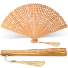 Queekay Hand Bambus Faltfächer Tragbarer Sommer Handfächer für Damen Hohl Geschnitzter Bambus Fächer Vintage Chinesischer Fächer Faltbarer Manueller Fächer für Dekoration Hochzeit Geburtstagsgeschenk