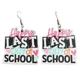 Colorful Teacher Students Earrings First Day of School Wooden Letter Drop Earrings Book Last Day Earrings Back to School Teacher Appreciation Graduation Gifts-01