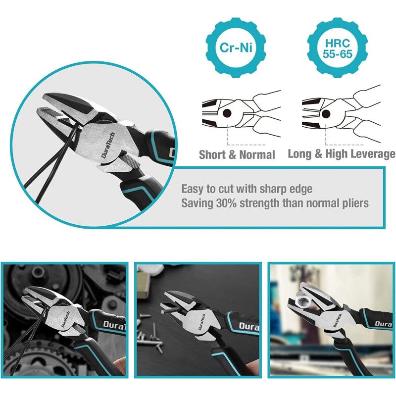 DURATECH 7-Piece Pliers Set with Rolling Pouch High-Strength Materials Tool