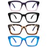 Hubeye 4 Pairs Retro Oversized Large Frame Reading Glasses Men