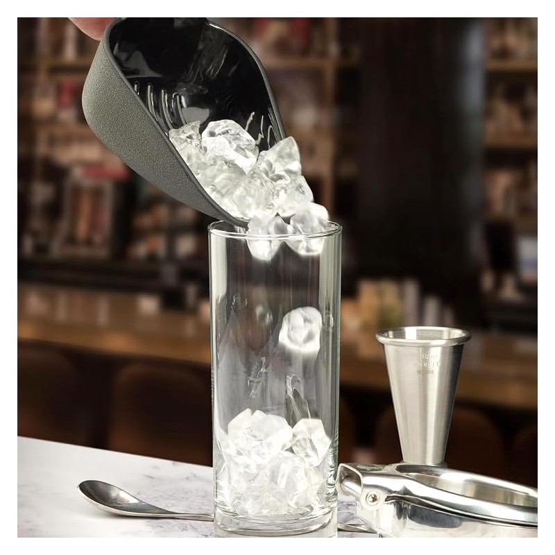 2 Pack Drainage Plastic Utility Ice Scoop 10 ounces Black,
