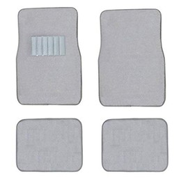New Carpet Car Floor Mats 4 Pc Set for Cars Trucks SUVS with Heel Pad -Front and Rear Mats Universal Classic Matching Heel Pad (Light Gray)