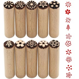 SHIQUAN 10 Pcs Wooden Pottery Stamps, 5 x 1.5 x 1.5cm