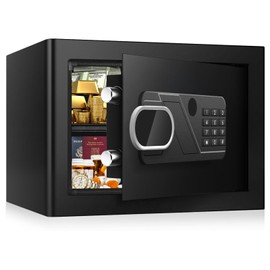 1.2 Cub Small Home Safe Fireproof Waterproof, Anti-theft Fireproof Safe Box with With Programmable Keypad & Removable Shelf and Led Light, Digital Security Safes for Documents Money Valuables