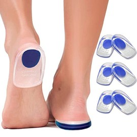 3 Pares Taloneras de Gel de Silicona para Dolor, Almohadillas para Talón Para Tendinitis de Aquiles, Protectores de Alivio Del Dolor de Espolones ÓSeos para Mujeres, Hombres, Alivio, Espolones ÓSeos, Zapatos ( L, Azul)