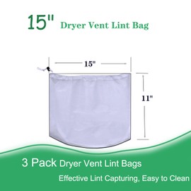 CHENGLAI 3 Pack Dryer Vent Lint Catcher Bags White for Capturing Lint and Dust, Lint Catcher for Dryer Vent Trap, Outdoor Indoor Dryer Lint Traps for Ventless Dryer Vent
