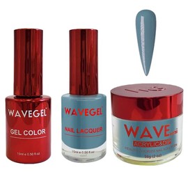 WAVEGEL Soak-Off Gel, Nail Lacquer & Acrylic/Dip Powder Matching Set - Queen Collection - #044 Denim On Demin