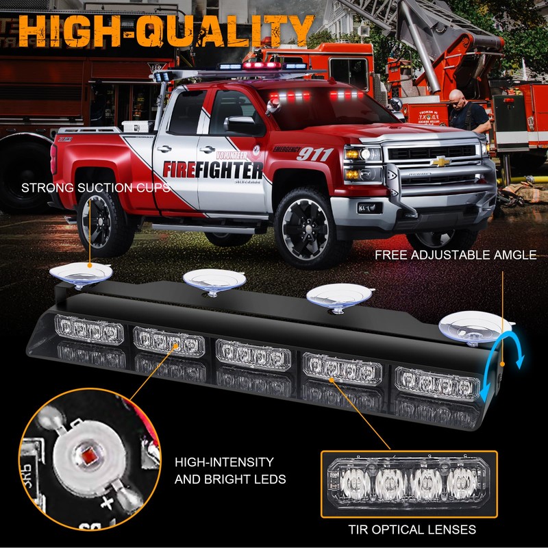 XRIDONSEN 2x 17 inch Red White Emergency Lights for Vehicles