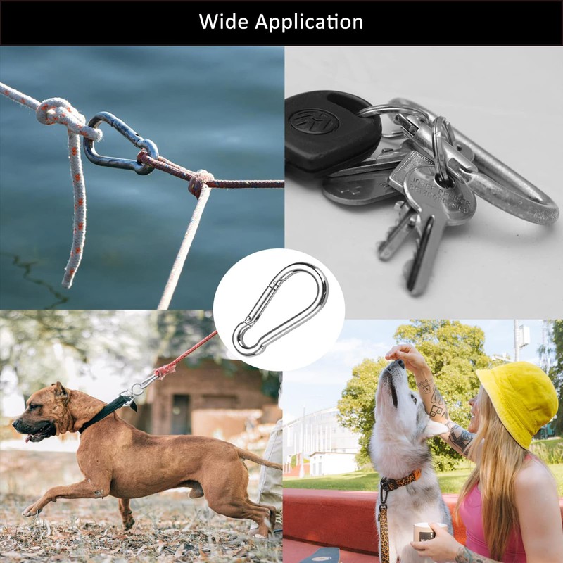 50PCS M5 Spring Snap Hook Carabiner, Heavy Duty Galvanized Steel