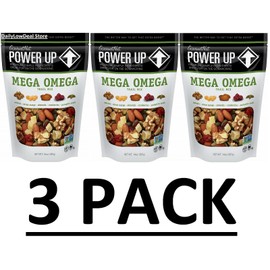 Power Up 3 PACK - Power Up Trail Mix Gourmet Nut Bag, Mega Omega, 14 oz (Total 42 oz)