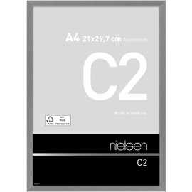 nielsen Bilderrahmen, 21 x 29,7 cm (A4), Aluminium, Grau matt, Dokumentenrahmen zum Aufhängen im Hoch- & Querformat, Echtglas, C2