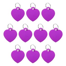 uxcell Pet ID Tags, Metal Engraving Tags, Heart-Shape Dog ID Tag, Purple Blank Tags with Key Rings for Pet Dog Cat, Stamping Pendant Decoration, 10 Pack