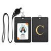 Initial Badge Holder w. Adjustable Retractable Lanyard, Embroidered Letter PU