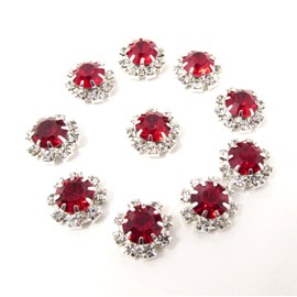 Syntego Round Rhinestone Diamante Crystal Embellishment 9 Diamantes With Large Center Diamante 12mm Really Sparkle (Red)