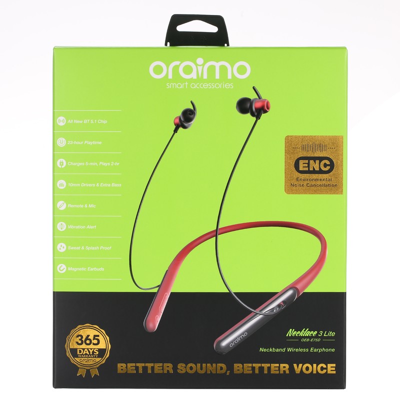 Oraimo OEB-E75D Necklace 3 Lite Neckband Wireless Headphone In-ear Sports