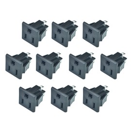 FILSHU Panel Mount Outlet Power Socket AC 125V 15A US Plug 3 Pins Panel Screw Mount Type Female Connectors Adapter,Black,10PCS