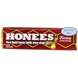 Honees Honey Filled Drops, Honey Cough Drops with Real Honey-Natural Sore Throat Relief-Nothing Artificial-Throat Coat Lozenges, Natural Cough Suppressant, Non-GMO, Gluten Free (12 Pack – 108 Drops)