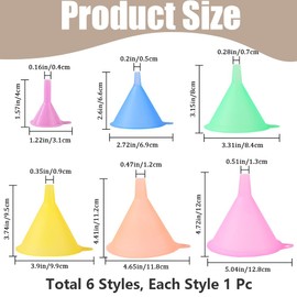 GORGECRAFT 6Pcs 6 Sizes Plastic Funnel Set Refillable Cosmetic Containers Funnels Small Medium Large Plastic Multipurpose Funnels for Filling Small Bottles or Containers Atomizers Perfume Liquid