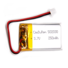502030 - Batería de iones de litio de 3,7 V 250 mAh Li, 2 pines, 1,25 mm, conector JST para auriculares Bluetooth VXI BlueParrott B250-XT de repuesto para Mini DVR Keychina Cam 808 C3, GPS, MP3