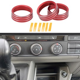 TUCKBOLD AC Air Conditioner Climate Heater Control Switch Knob Cover Ring for VW Tiguan CC Passat B7 B8 T-ROC Sturdy | Interior Decal Trim Red 3 Pcs