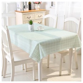 137 * 180cm Green Plaid Table Covers Checkered PVC Tablecloth Waterproof Rectangular Table Cover for Kitchen Dinner Picnic Party, 2Pcs