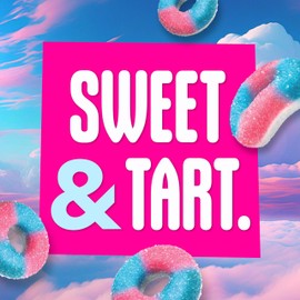 SweeTARTS Halos, Candy, Blue Punch and Strawberries and Cream, Tart and Chewy, Soft and Fluffy, 11 oz