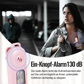 tlidfgeo Alarm for Women on the Go, LED Clip Lamp, Pocket Alarm, Three Colours Luminous Light for Running Outdoors, 130 dB Buzzer Alarm with Clip, Riding and Running at Night