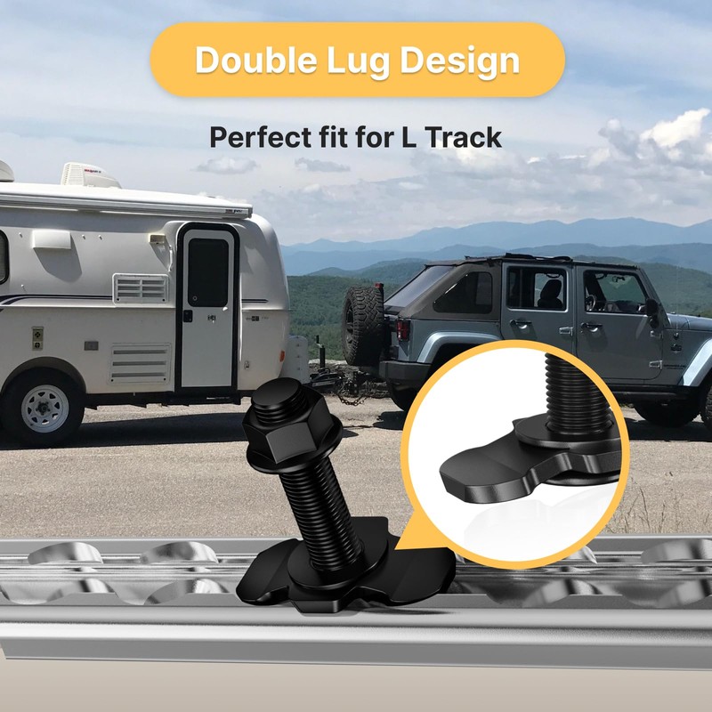 vandrabase 6 Pack L-Track Double Lug Threaded Stud Nut Fitting