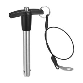 sourcing map T Handle Lock Pins, 15/32" Pin Dia. 3-5/32" Usage Length Stainless Steel Push-Button Quick Release Pin with Lanyard Cable (12mm-80mm)