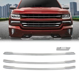G-PLUS Chrome Grille Inserts Overlay Grill Cover, Compatible with Chevy Silverado 1500 LT Z71 Only 2016 2017 2018/ Fit 1500 LD Old Body (WT, LT, Custom) 2019 Replace For #3961039403 Snap On
