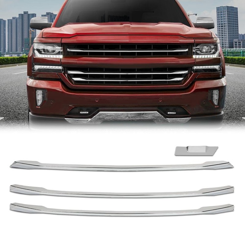 G-PLUS Chrome Grille Inserts Overlay Grill Cover, Compatible with Chevy
