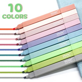 Vitoler Bible Highlighters with Soft Chisel Tip,10Pcs,Lake Colors,Aesthetic No Bleed Bible Highlighter Pastel,Cute Highlighters for School Office Supplies