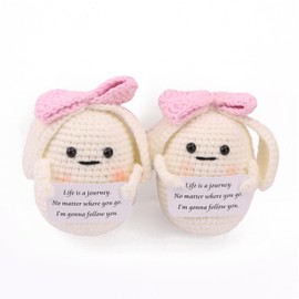 Caiyjhao 2psc Mini Crochet Rabbit, Cute Creative Knitting Rabbit, Rabbit with Emotional Support Card, Suitable for Giving Friends, Birthdays, Thanksgiving Home Office Decorations and Easter Wishes