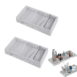 Oval Tray, White, Decorative Tray, Bathroom Tray, Small Tray, Marble Top Round, for Living Room, Bedroom, Sink, Bath and Kitchen Sink (Oval)