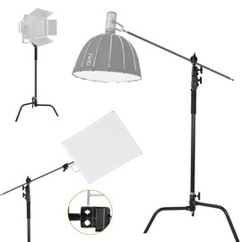 GVM C320 C Stand Stainless Steel Heavy Duty with Boom Arm, Max Height 10.5ft/320cm Photography Light Stand with Holding Arm Load-Bearing 44LB/20KG Adjustable Stable Photography Studio Light Shooting
