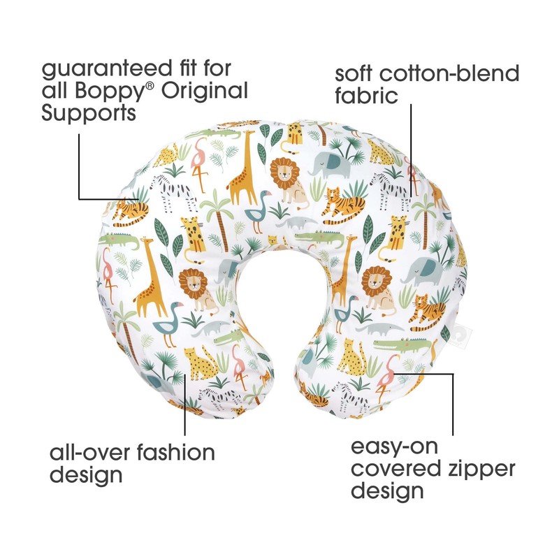 Boppy Nursing Pillow Cover, Colorful Wildlife, Cotton Blend, Fits the