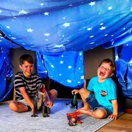 Molcey Blanket Fort Building Kit for Kids 4-8 8-12+ - Make a Portable Playhouse, Play Tent. Build a Fort Making Kit/Builder Blankets - Ultimate Indoor/Outdoor Play for Girls/Boys Toys Age 3-12