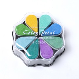 Desuibao 8 Colors Petal Ink Pad for Rubber Stamps, Washable Rainbow Stamp Pad, Colored Craft Ink Pads for Stamping, Card Making, Scrapbook, Finger Print Ink Pads for Paper Wood Fabric DIY, 1030