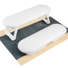 CGBE Nail Armrest, Armrest Nail, Nail Hand Pillow PU Leather Waterproof Arm Rest Hand Pillow Elbow Rest Foot Rest Folding with Extra Anti-Slip Mat (White)