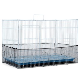 Filhome Bird Cage Cover, Adjustable Twinkle Star Birdcage Seed Catcher Nylon Mesh Net Cover, Universal Cage Skirt Guard for Parrot Parakeet Macaw Round Square Cage (Black with Start/M)