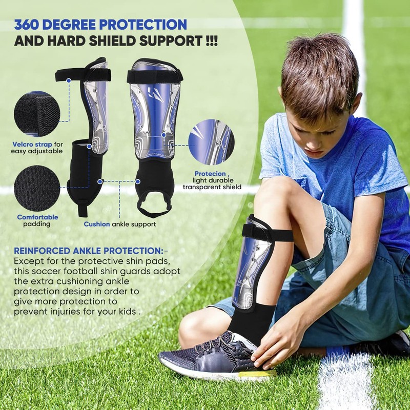 Soccer Football shin Guards with Low-Profile Flexible Super Protection,Great for