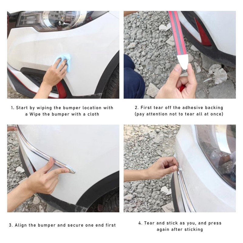 Suvnie 4 PCS Car Bumper Protector Strip, Anti-Scratch Front and