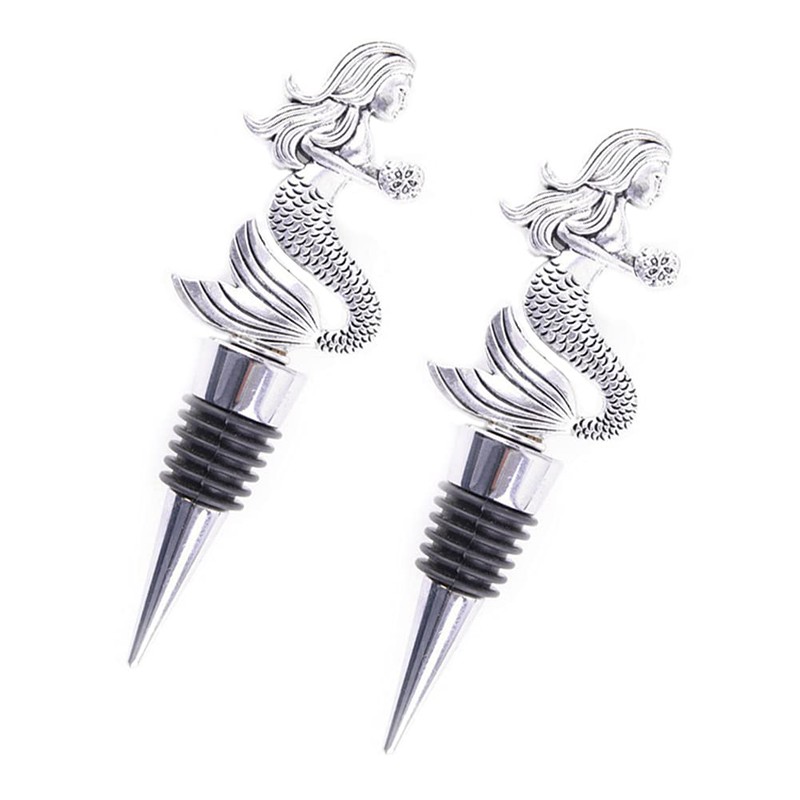 Wine Bottle Stopper, SCRTB Mermaid Wine Stopper Wine Accessories, 2